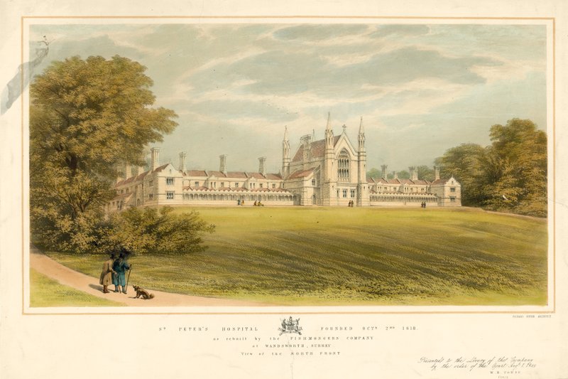 St Peters Hospital perustettiin 2. lokakuuta 1618. Sen rakennutti uudelleen Fishmongers Company Wandsworthissa, Surreyssa. tekijältä English School