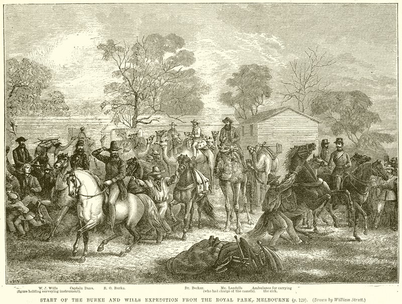 Burke and Wills Expedition aloitus Royal Parkista Melbournessa tekijältä English School