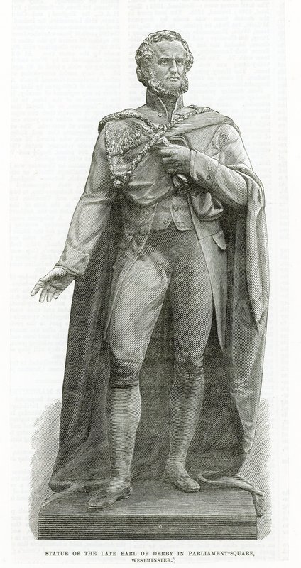Edesmenneen Earl of Derbyn patsas Parliament Squarella, Westminsterissä tekijältä English School