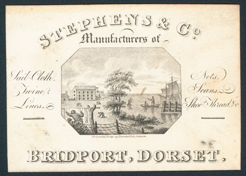 Stephens & Co, purjekankaiden, verkkojen, lankojen, siimien ja kenkälankojen valmistajat, kauppakortti tekijältä English School