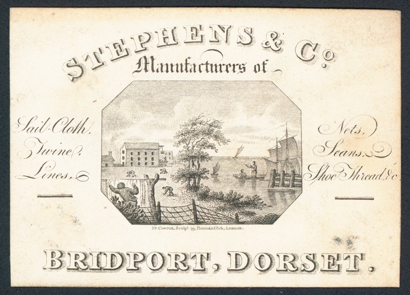 Stephens & Co, purjekankaiden, verkkojen, lankojen, siimien ja kenkälankojen valmistajat, kauppakortti tekijältä English School