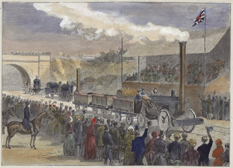 Stephensons Rocket sijoittui ensimmäiseksi veturikilpailussa Rainhillissä vuonna 1829 tekijältä English School