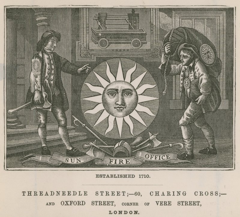 Sun Fire Office, Threadneedle Street, 60 Charing Cross ja Oxford Street, Lontoo tekijältä English School