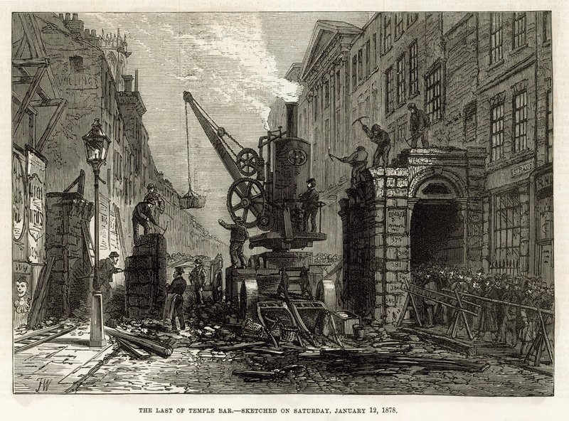 Temple Bar, Lontoo. Purku, 12. tammikuuta 1878 tekijältä English School
