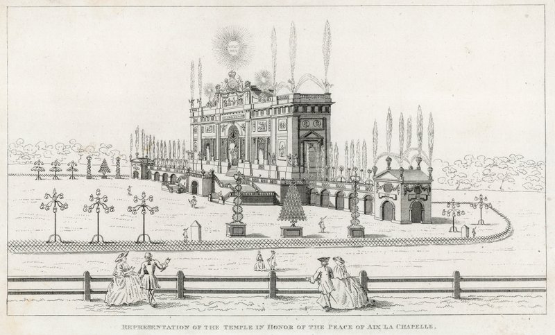 Temppeli Aix la Chapellen rauhan kunniaksi 1749 tekijältä English School