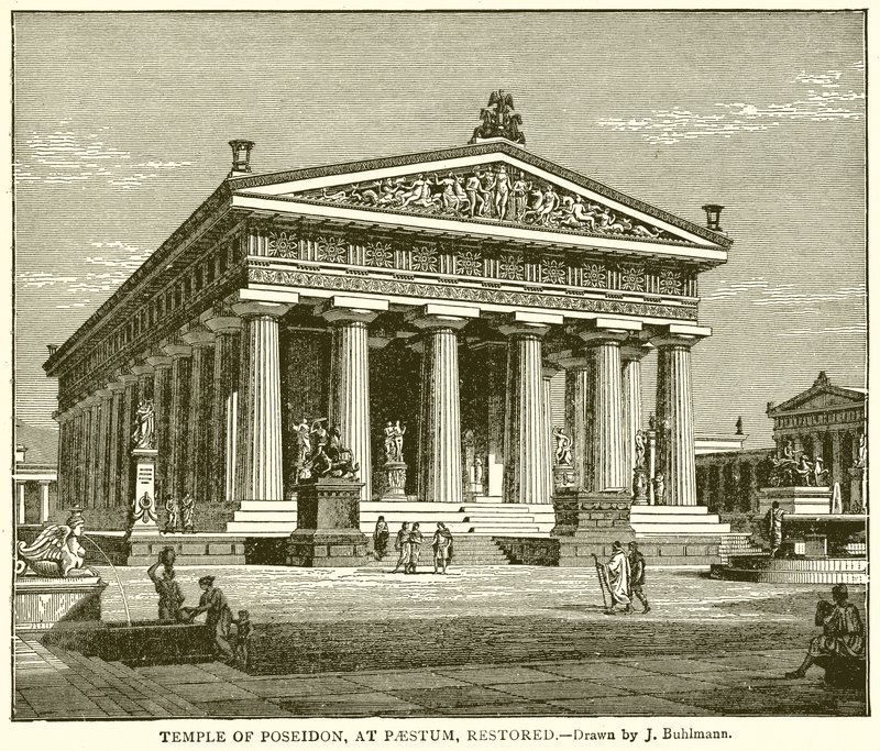 Poseidonin temppeli Paestumissa, kunnostettu tekijältä English School