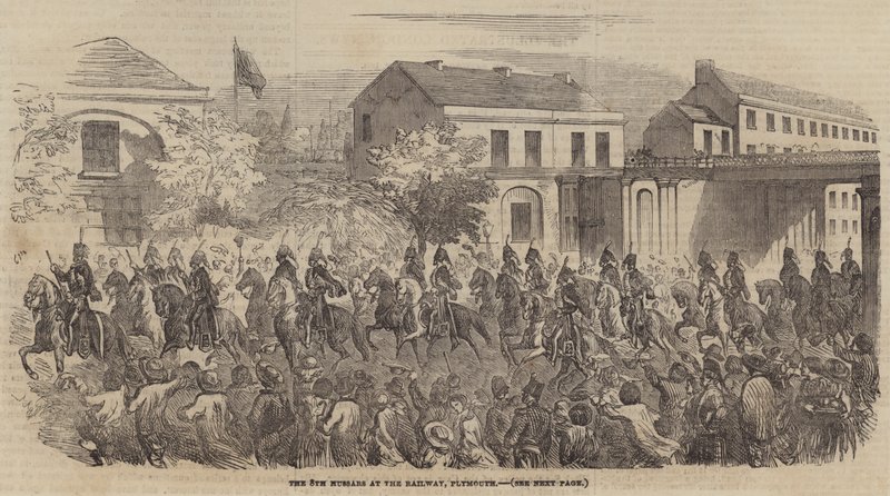 8th Hussars at the Railway, Plymouth (kaiverrus) tekijältä English School