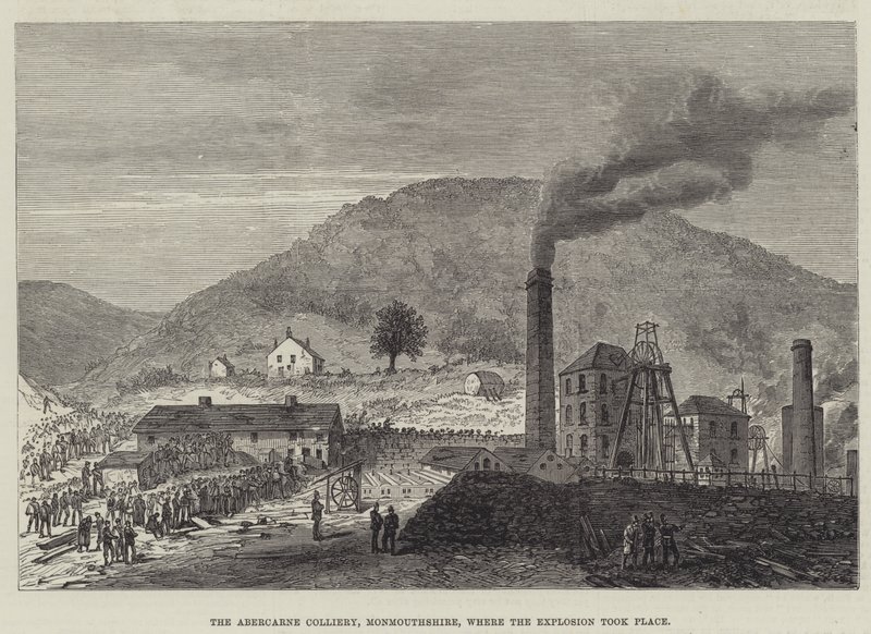 Abercarne Colliery, Monmouthshire, jossa räjähdys tapahtui (kaiverrus) tekijältä English School