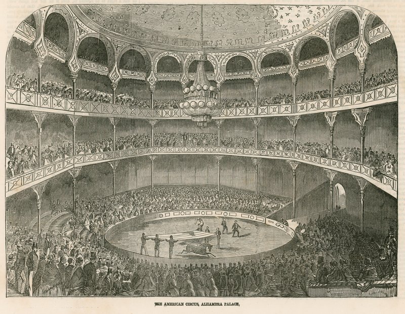 Amerikkalainen sirkus Alhambra Palacessa (Alhambra Theatre), Leicester Square, Lontoo tekijältä English School
