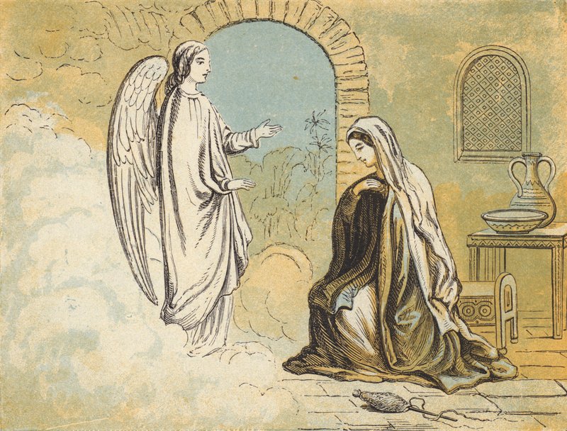 Anunciation (värillinen kaiverrus) tekijältä English School