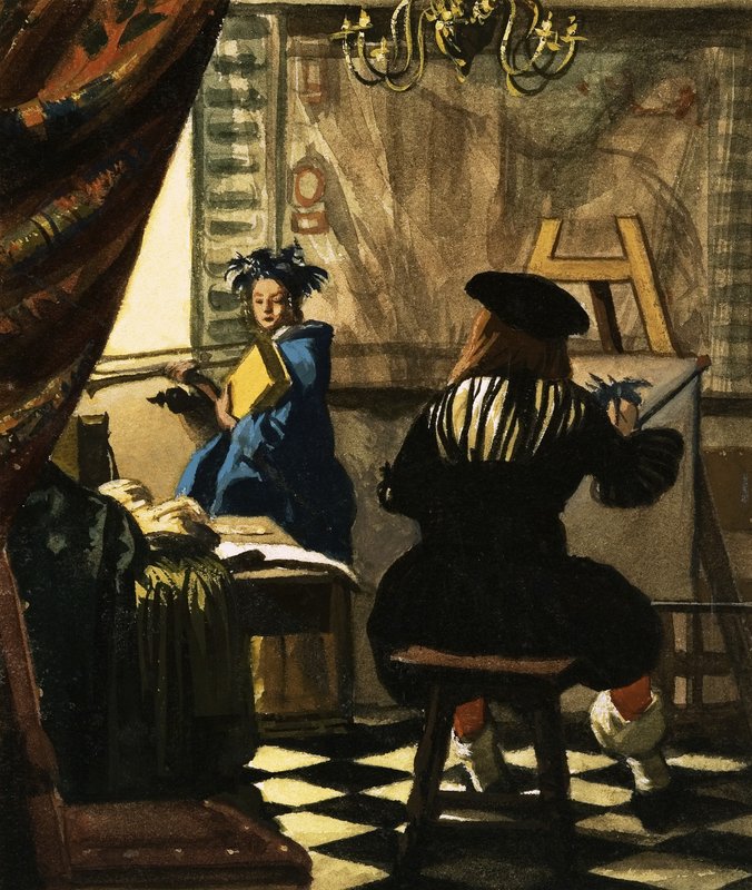 Taiteilija studiossaan, kirjoittanut Jan Vermeer tekijältä English School