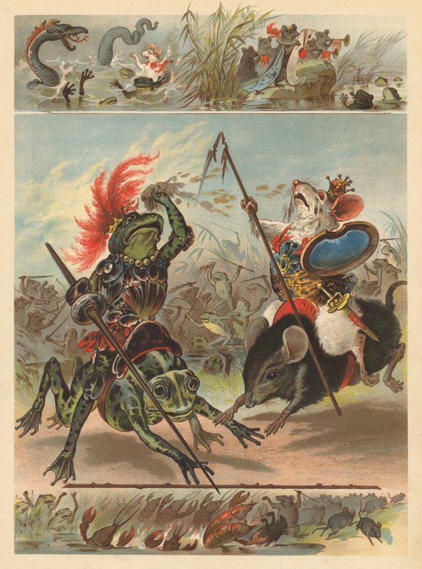 Sammakoiden ja hiirten taistelu (chromolitho) tekijältä English School