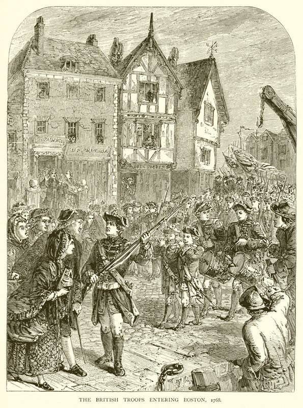 Brittijoukot saapuvat Bostoniin, 1768 tekijältä English School