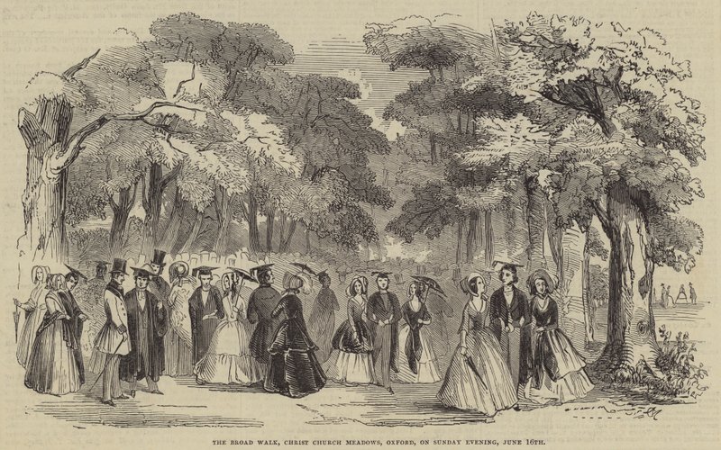 The Broad Walk, Christ Church Meadows, Oxford, sunnuntai-iltana. tekijältä English School