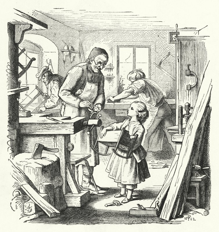 Rikkinäinen kehto (kaiverrus) tekijältä English School