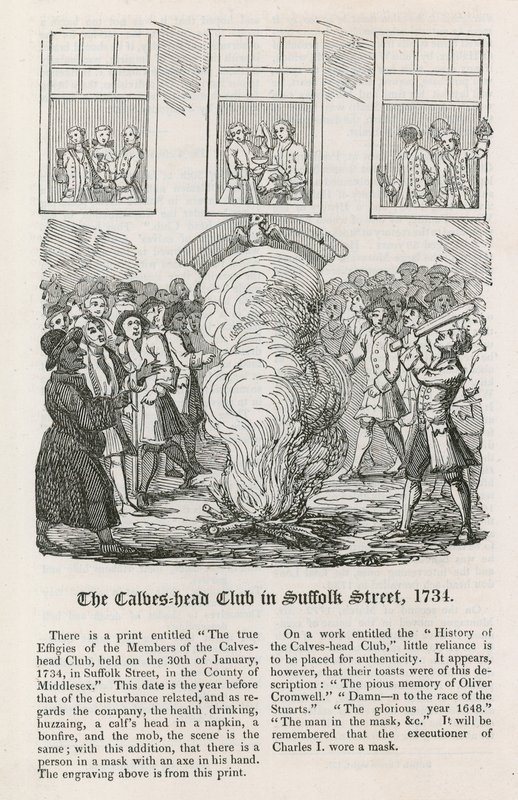 Calves Head Club Suffolk Streetissä, 1734 tekijältä English School