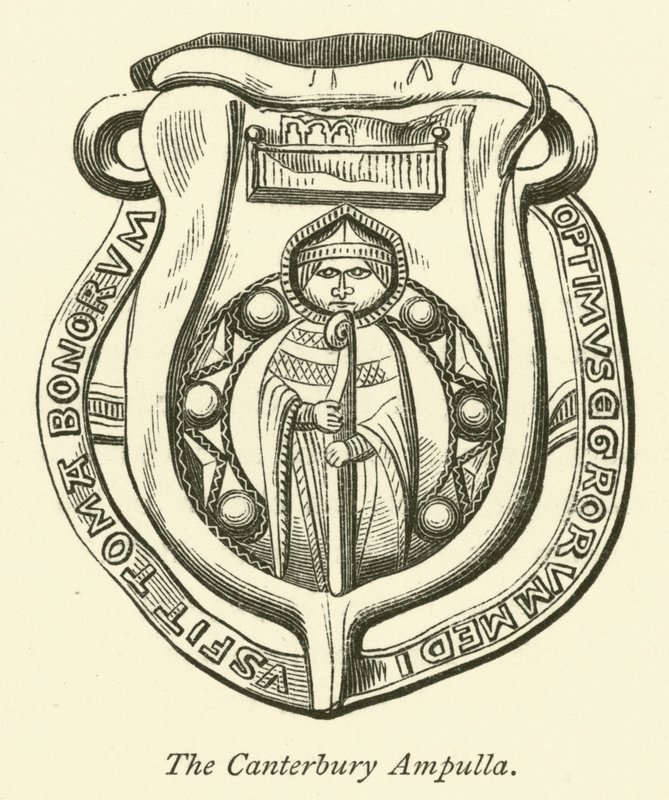Canterburyn ampulla (kaiverrus) tekijältä English School