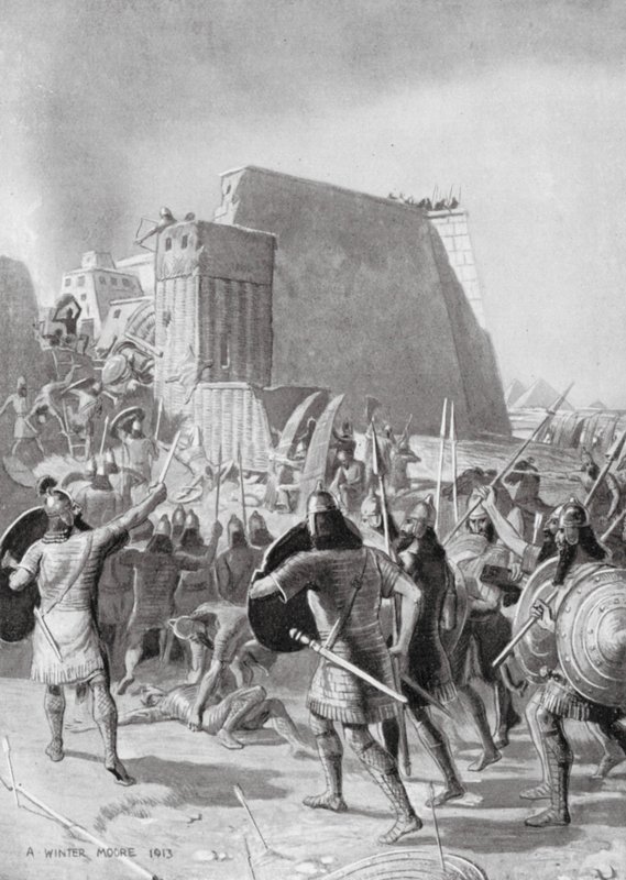 Assyrialaiset valloittavat Memphiksen (litografia) tekijältä English School