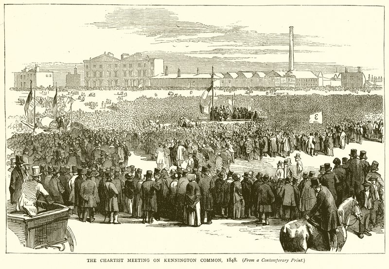 Chartist Meeting Kennington Commonilla, 1848 tekijältä English School