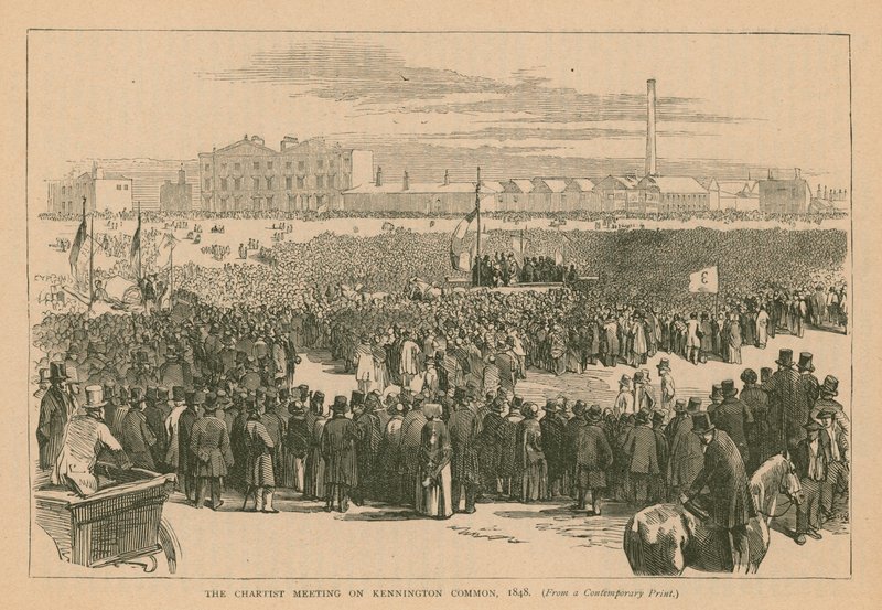 Chartistien kokous Kennington Commonilla vuonna 1848 tekijältä English School