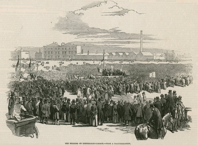 Chartistien kokous Kennington Commonilla vuonna 1848 tekijältä English School