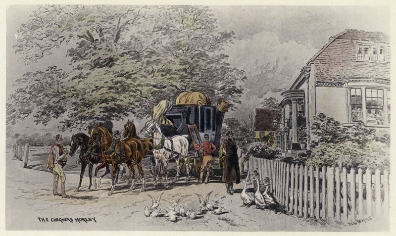 Chequers, Horley (väri litho) tekijältä English School