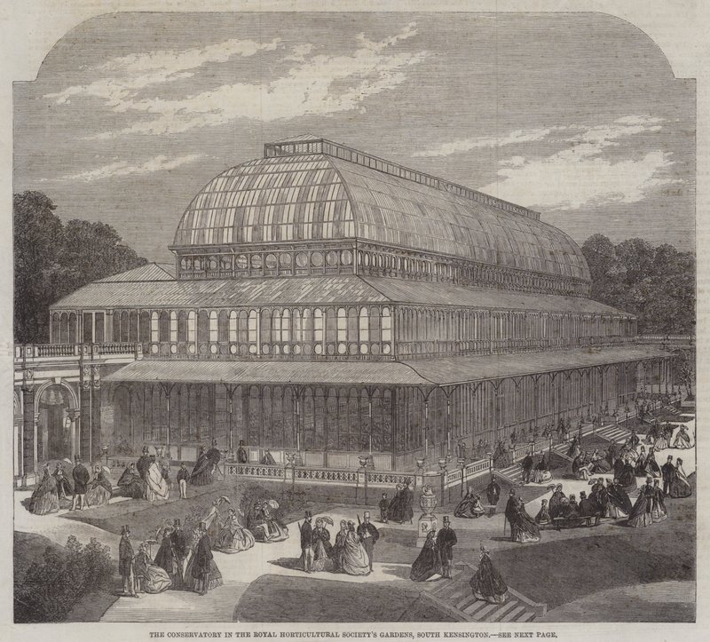 Konservatorio Royal Horticultural Societyn puutarhassa, South Kensington (kaiverrus) tekijältä English School
