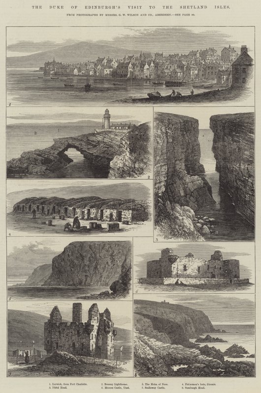 Edinburghin herttuan vierailu Shetlandin saarille (kaiverrus) tekijältä English School