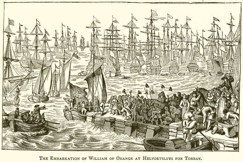 William of Orangen maihinnousu Helvoetsluysissa Torbaylle tekijältä English School