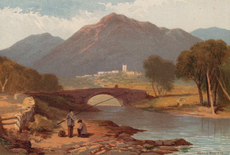 Englannin järvet, Ambleside (väri litho) tekijältä English School