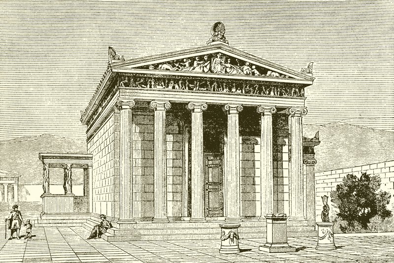 Erechtheion, kuuluisa temppeli Ateenassa sankari Erectheiosille tekijältä English School