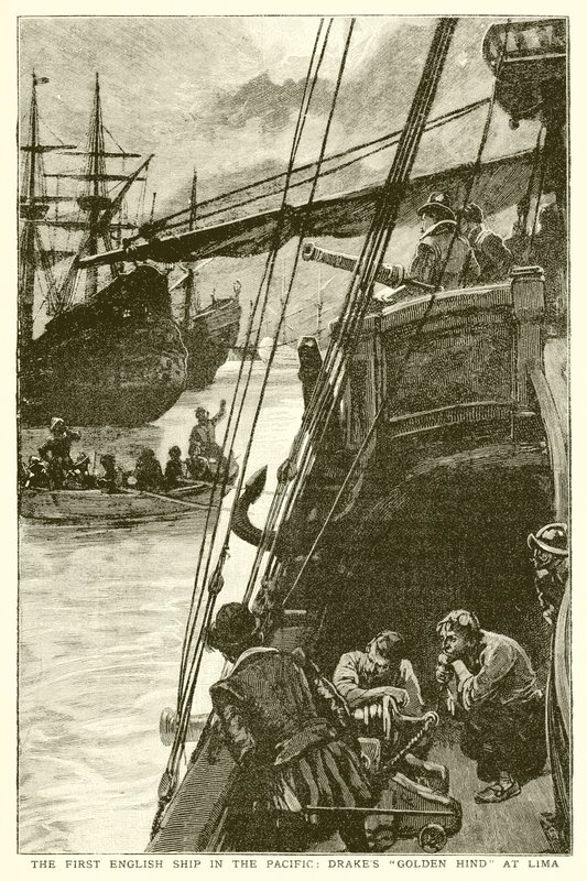 Ensimmäinen englantilainen laiva Tyynellämerellä: Drakes Golden Hind Limassa tekijältä English School