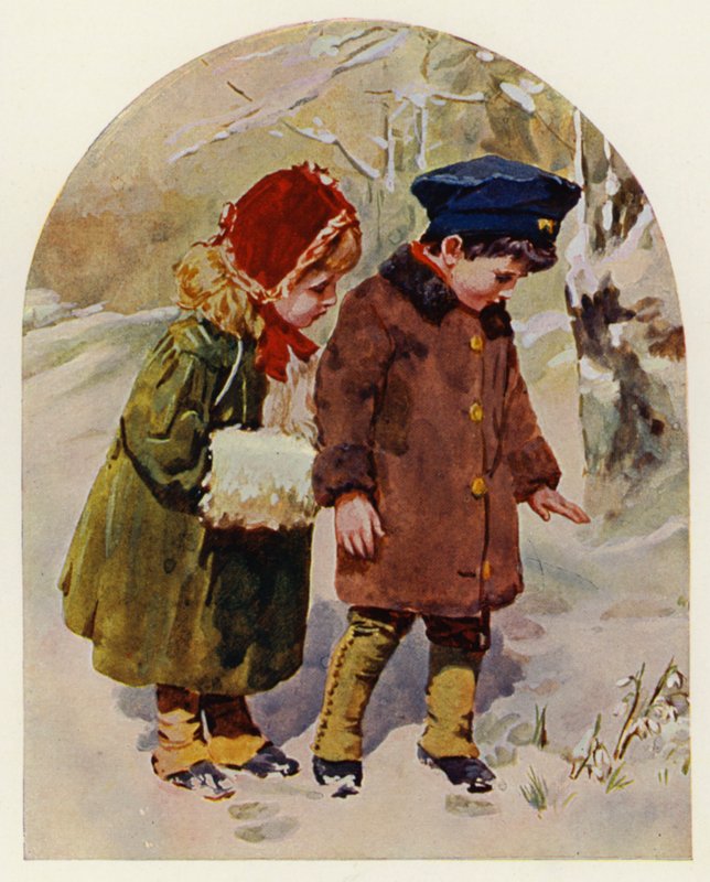 Ensimmäinen lumikello (väri litho) tekijältä English School