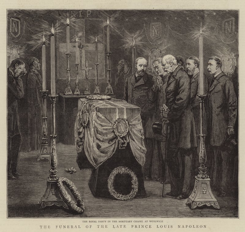 Edesmenneen prinssi Louis Napoleonin hautajaiset (kaiverrus) tekijältä English School