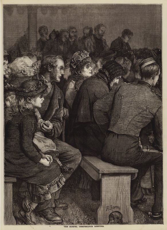Evankeliumin raittiuskokous (kaiverrus) tekijältä English School