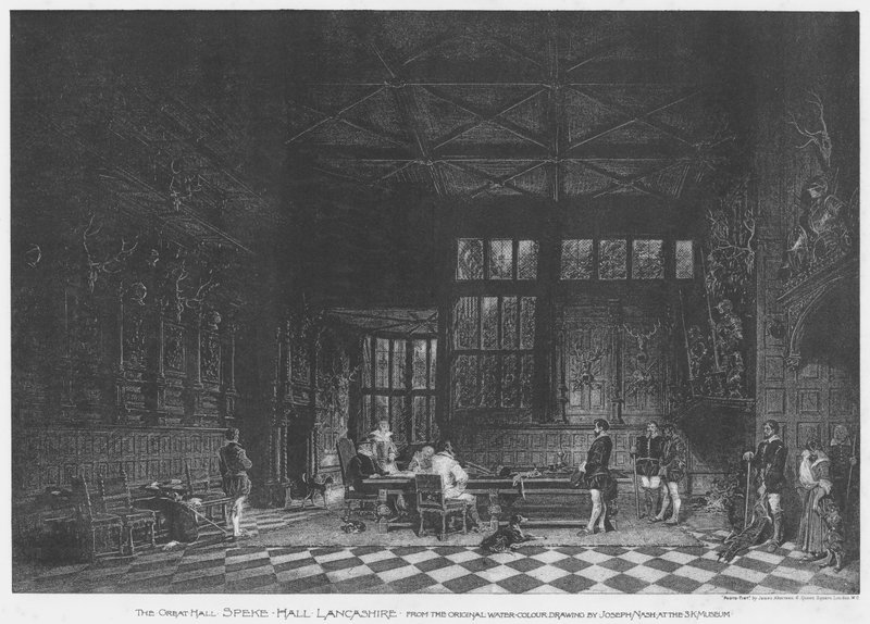 Suuri sali, Speke Hall, Lancashire (litho) tekijältä English School