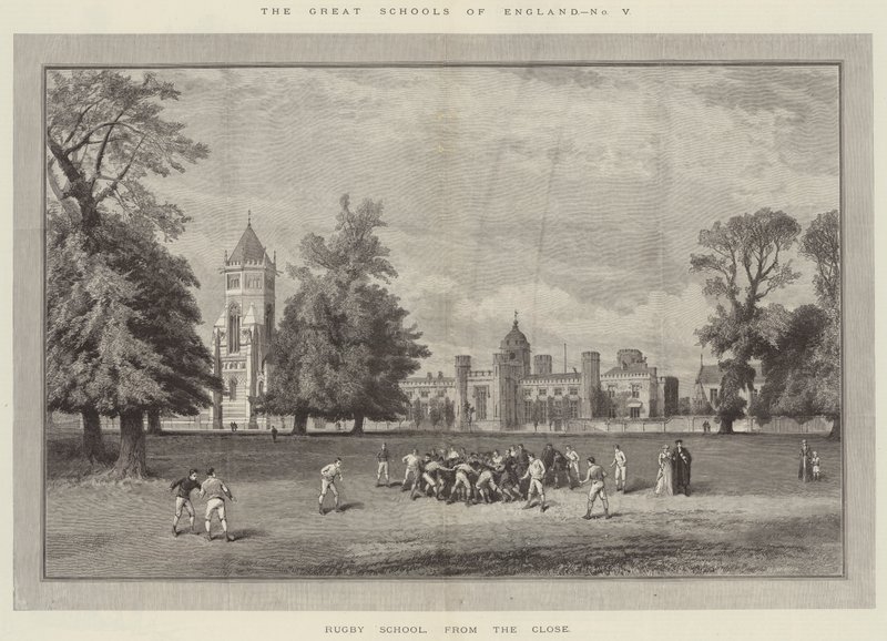 Englannin suuret koulut, Rugby School, läheltä (kaiverrus) tekijältä English School