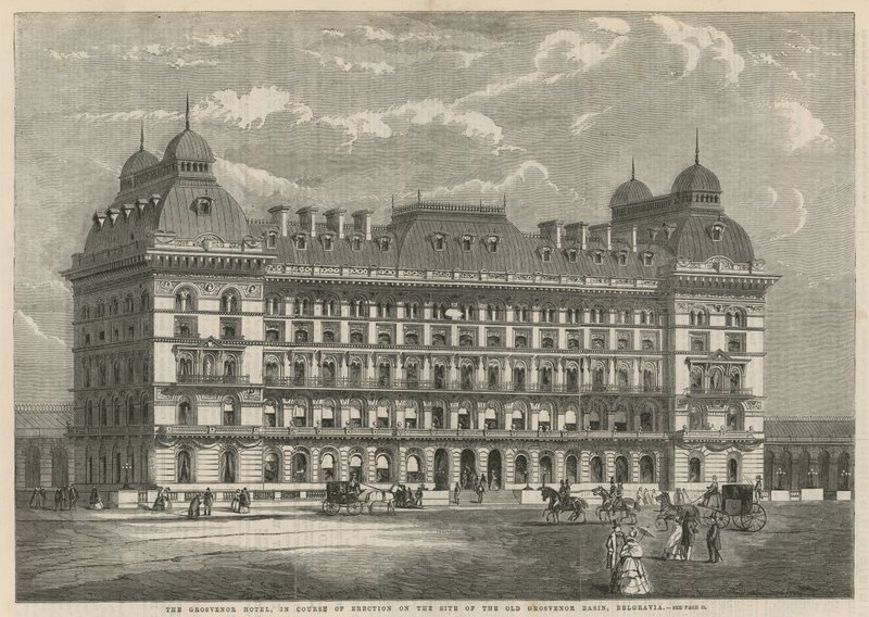 Grosvenor-hotelli, joka on rakenteilla vanhan Grosvenorin altaan paikalle, Belgravia tekijältä English School