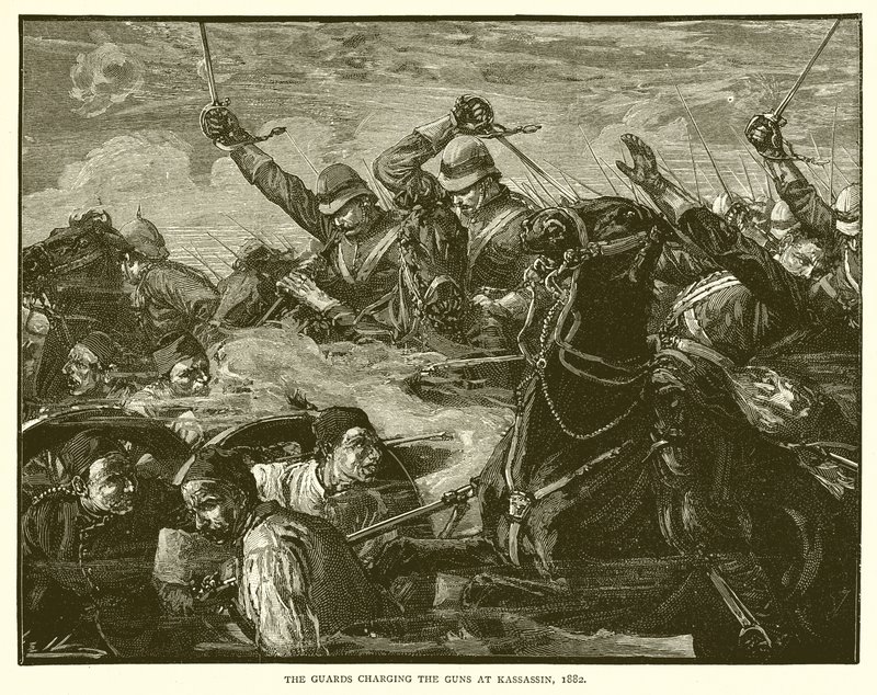 Vartijat hyökkäämässä aseita Kassassinissa, 1882 tekijältä English School