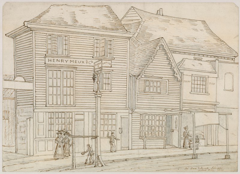 The Hare and Hounds, Islington, purettu 1840 (muste paperille) tekijältä English School