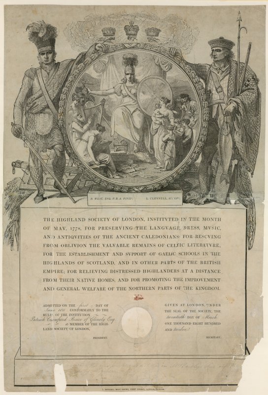 Lontoon Highland Society. Perustettu 1778 tekijältä English School