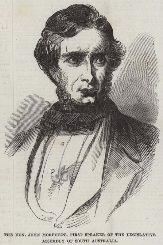 Arvoisa John Morphett, Etelä-Australian lakiasäätävän kokouksen ensimmäinen puhemies (kaiverrus) tekijältä English School