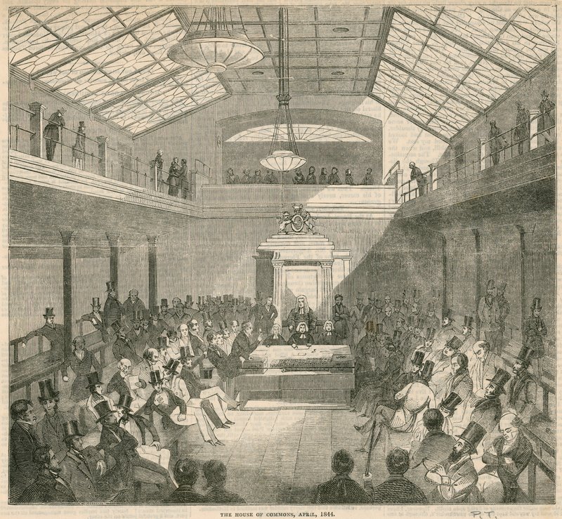 House of Commons, Westminster, Lontoo, huhtikuussa 1844 tekijältä English School