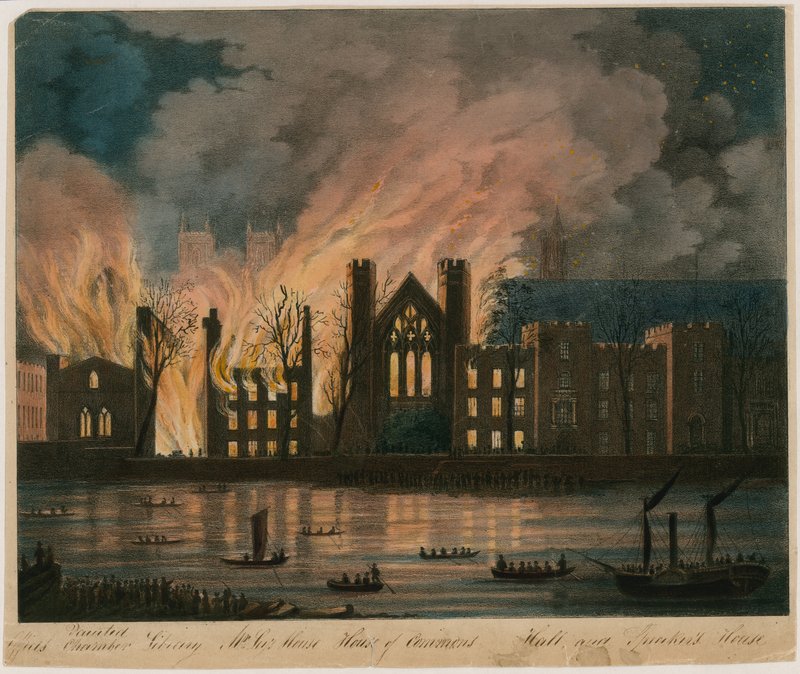Houses of Lords and Commons tulessa, 16. lokakuuta 1834 tekijältä English School
