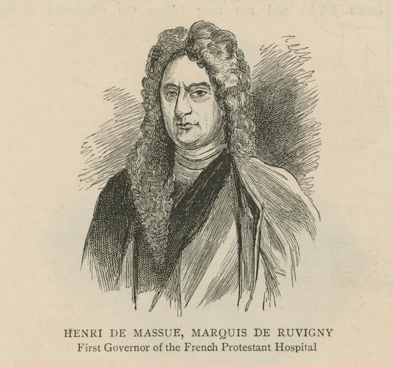 Hugenotit Englannissa: Henri de Massue, Marquis de Ruvigny, Ranskan protestanttisen sairaalan ensimmäinen kuvernööri tekijältä English School
