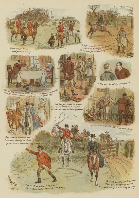 Metsästyspäivä (chromolitho) tekijältä English School