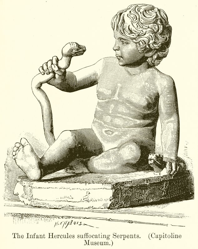 Herkules-lapsi tukehtuva käärme. (Capitoline Museum) tekijältä English School