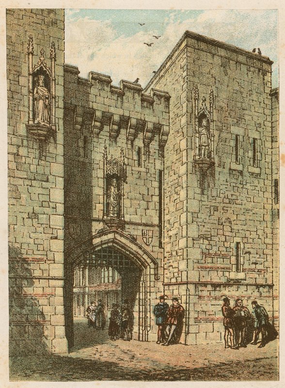 Kansainvälinen terveysnäyttely South Kensingtonissa, 1884: vanha englantilainen portti tekijältä English School