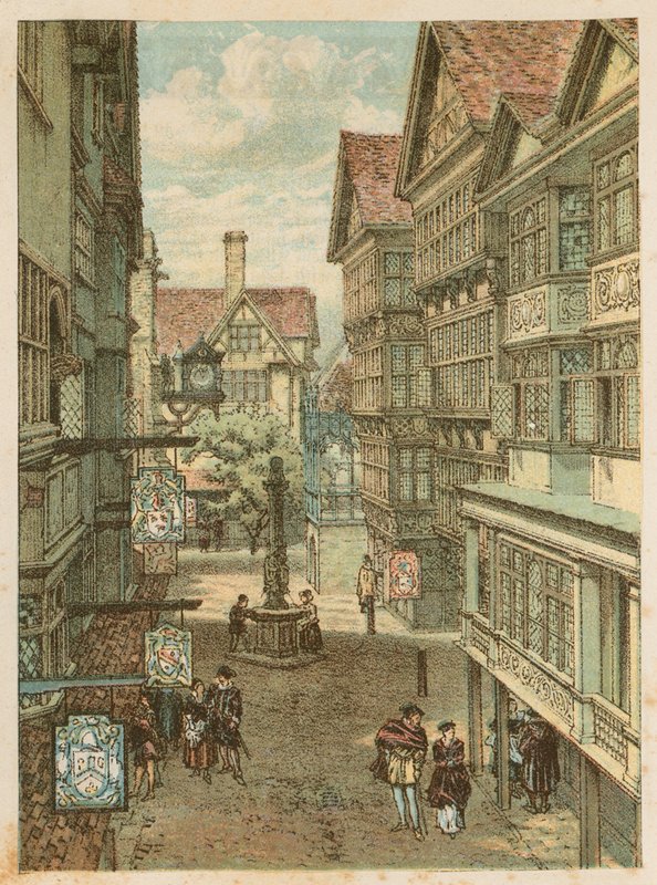 Kansainvälinen terveysnäyttely South Kensingtonissa, 1884: vanha Lontoon katu tekijältä English School