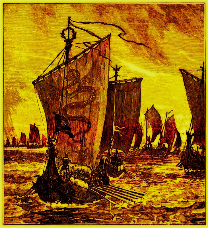 The Keels of the Northmen, H. O. Arnold-Forsterin kuvitus Englannin historiaan, julkaistu 1897 (digitaalisesti paranneltu kuva) tekijältä English School